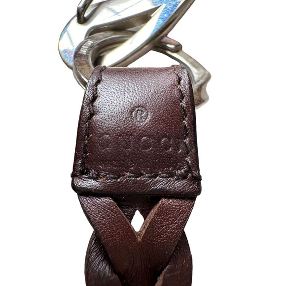 GUCCI Brown Braided Leather Belt with Caribiner Style Clasps main image 10